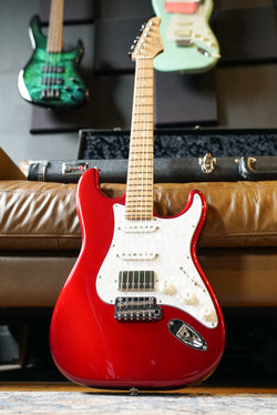 Pre-Owned Suhr Custom Classic S, Candy Apple Red, Pearl Pickguard, Roasted 5A Birdseye Neck/Finger Board w/Case 