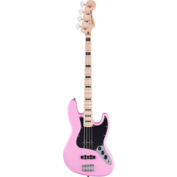 Squier FSR Affinity Series Active Jazz Bass Guitar Flash Pink w/ Black Pickguard